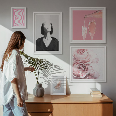 Framed photo set Chill Wine Woman Smoke