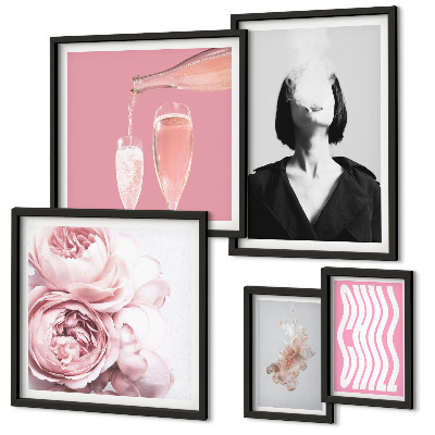 Framed photo set Chill Wine Woman Smoke