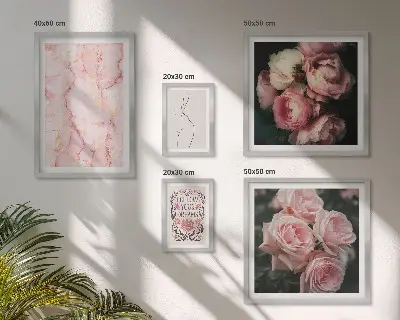 Set of 5 boho pink flower wall art pieces boho style pink flowers