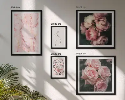 Set of 5 boho pink flower wall art pieces boho style pink flowers