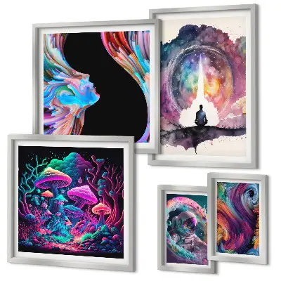 Cosmic inspirations surrealism gallery wall surrealist cosmic art gallery wall collection