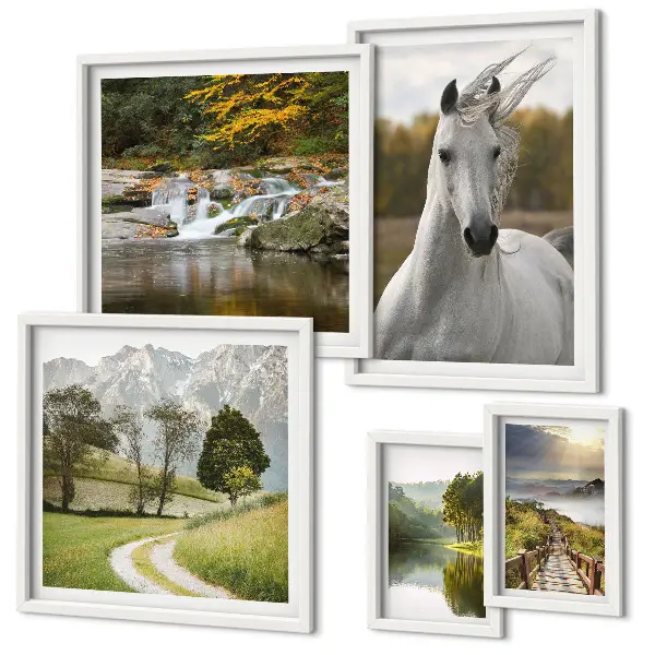 Framed landscape horse photo set set of landscape horse prints