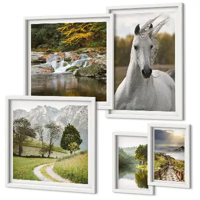Framed landscape horse photo set set of landscape horse prints