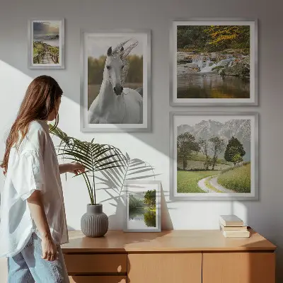 Framed landscape horse photo set set of landscape horse prints