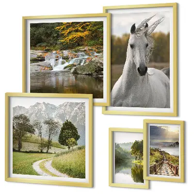 Framed landscape horse photo set set of landscape horse prints
