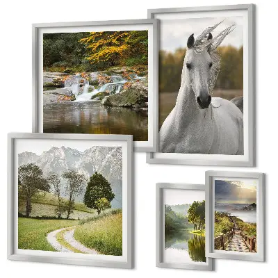 Framed landscape horse photo set set of landscape horse prints