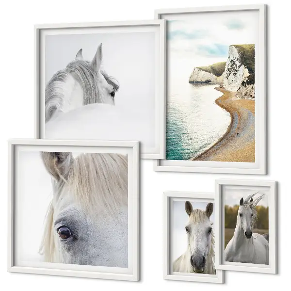 Gallery wall minimalist horses on the beach
