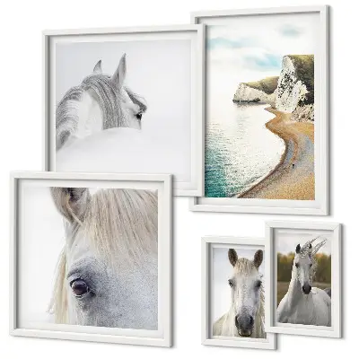 Gallery wall minimalist horses on the beach