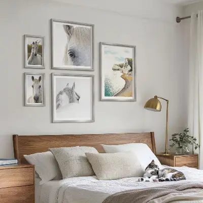 Gallery wall minimalist horses on the beach