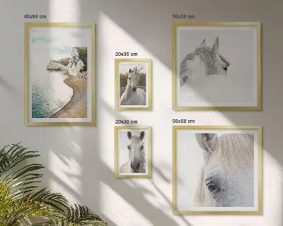 Gallery wall minimalist horses on the beach