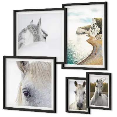 Gallery wall minimalist horses on the beach