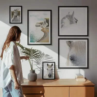 Gallery wall minimalist horses on the beach