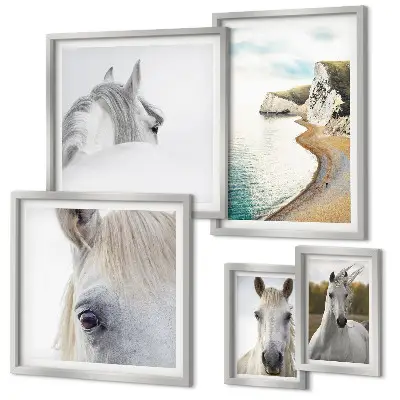 Gallery wall minimalist horses on the beach