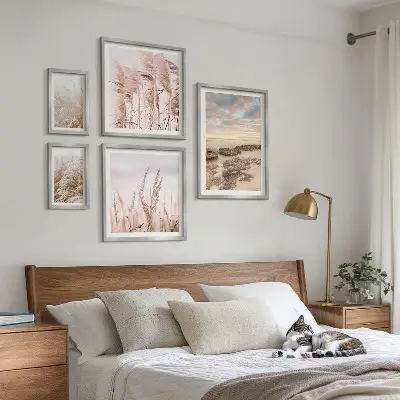Gallery wall seaside landscapes featuring sun