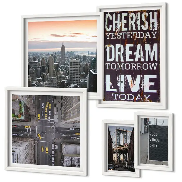 Inspiring city slogans wall art set of 5 pieces