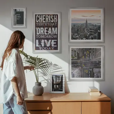 Inspiring city slogans wall art set of 5 pieces