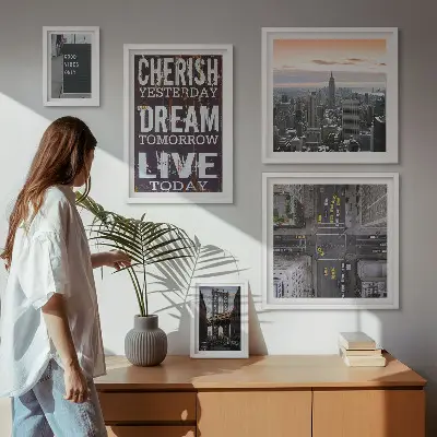 Inspiring city slogans wall art set of 5 pieces