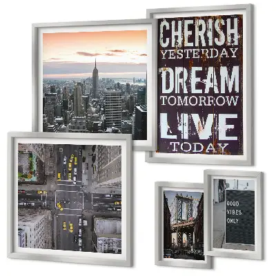 Inspiring city slogans wall art set of 5 pieces