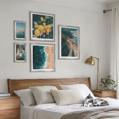 Beach landscape wall art set citrus themed 5 piece collection