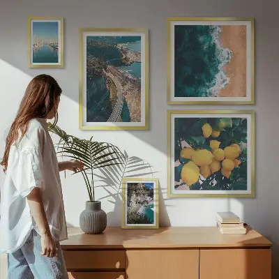 Beach landscape wall art set citrus themed 5 piece collection