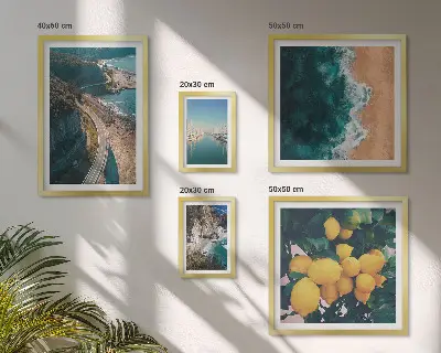 Beach landscape wall art set citrus themed 5 piece collection