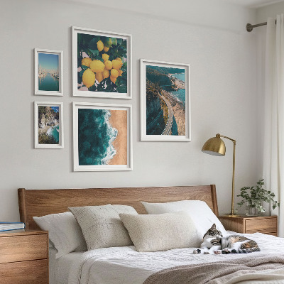 Set of 5 wall art pieces Beach landscapes citrus