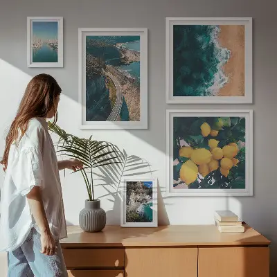 Beach landscape wall art set citrus themed 5 piece collection