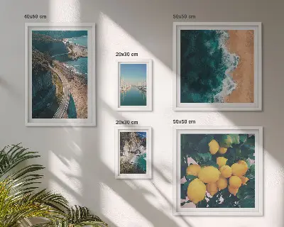 Beach landscape wall art set citrus themed 5 piece collection