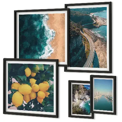 Beach landscape wall art set citrus themed 5 piece collection