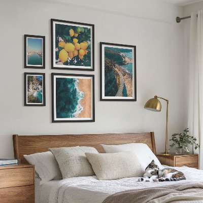 Set of 5 wall art pieces Beach landscapes citrus