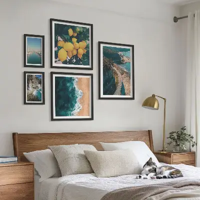 Beach landscape wall art set citrus themed 5 piece collection