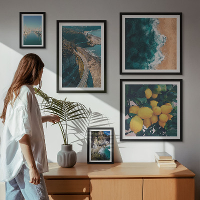Set of 5 wall art pieces Beach landscapes citrus