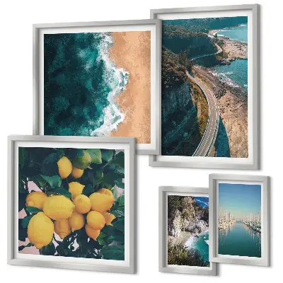 Beach landscape wall art set citrus themed 5 piece collection