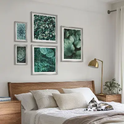 Gallery wall art plant leaves and succulents nature theme