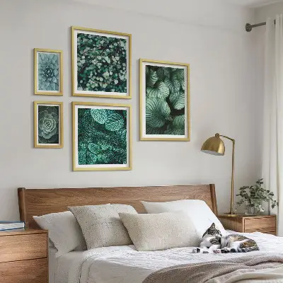 Gallery wall art plant leaves and succulents nature theme