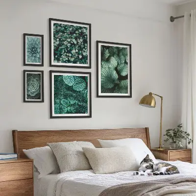 Gallery wall art plant leaves and succulents nature theme