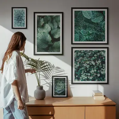 Gallery wall art plant leaves and succulents nature theme