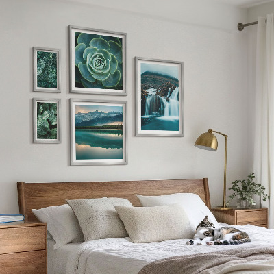 Framed photo set Green plants waterfalls nature