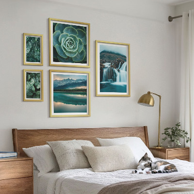 Framed photo set Green plants waterfalls nature