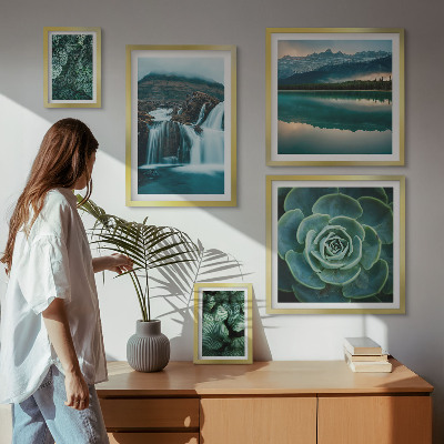Framed photo set Green plants waterfalls nature