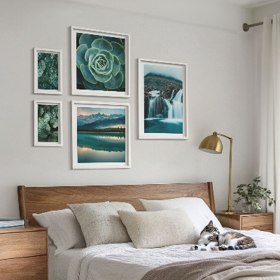 Framed photo set Green plants waterfalls nature