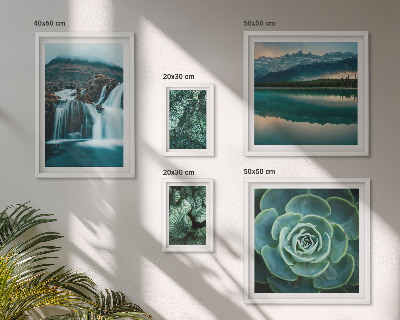 Framed photo set Green plants waterfalls nature