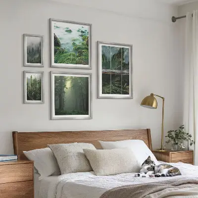 5-Piece wall art set green landscapes forest and vegetation scene