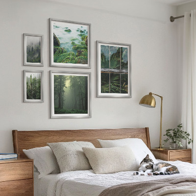 Set of 5 wall art pieces Green landscapes, forests, vegetation