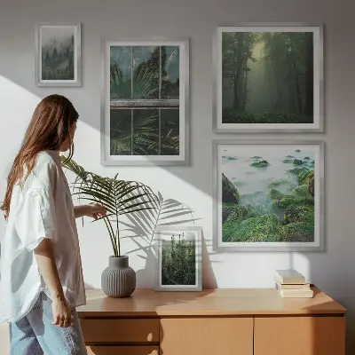 5-Piece wall art set green landscapes forest and vegetation scene