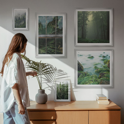 Set of 5 wall art pieces Green landscapes, forests, vegetation