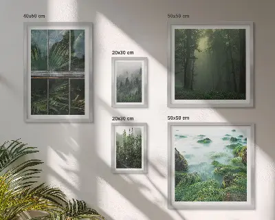 5-Piece wall art set green landscapes forest and vegetation scene