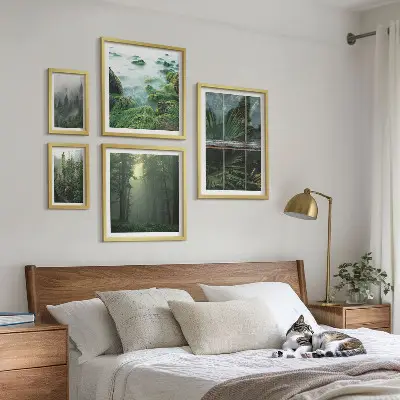 5-Piece wall art set green landscapes forest and vegetation scene