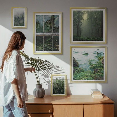 Set of 5 wall art pieces Green landscapes, forests, vegetation