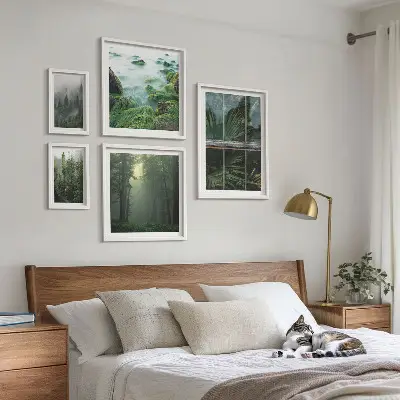 5-Piece wall art set green landscapes forest and vegetation scene